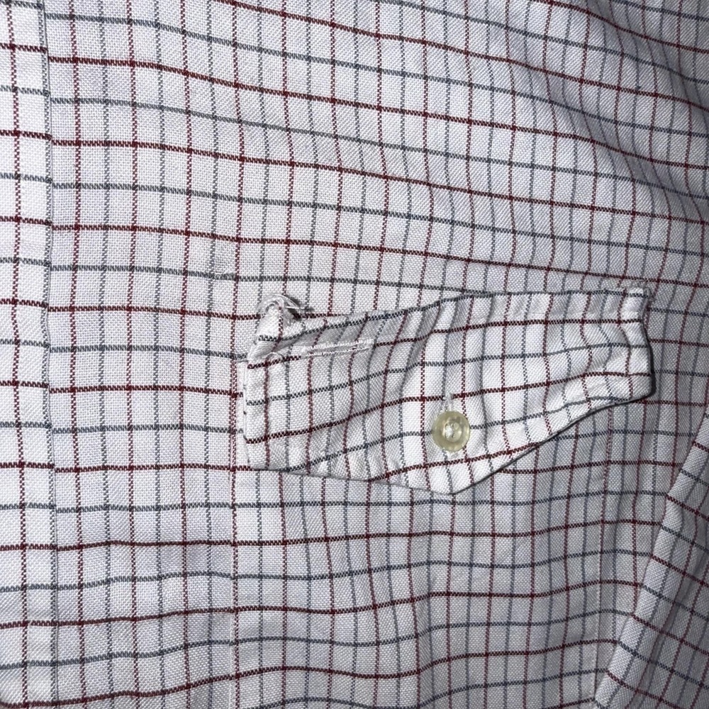 Vintage LL Bean Shirt Mens Large White Red Check Button Down Pocket USA 90s - Picture 4 of 10